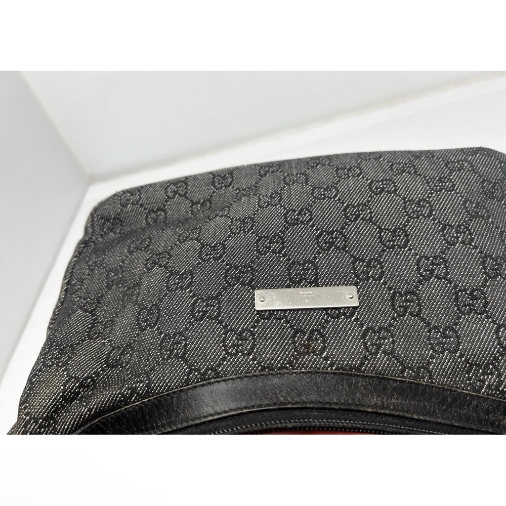 Gucci Black Denim Monogram Hobo Half Moon Shoulder Bag - Picture 10 of 14
